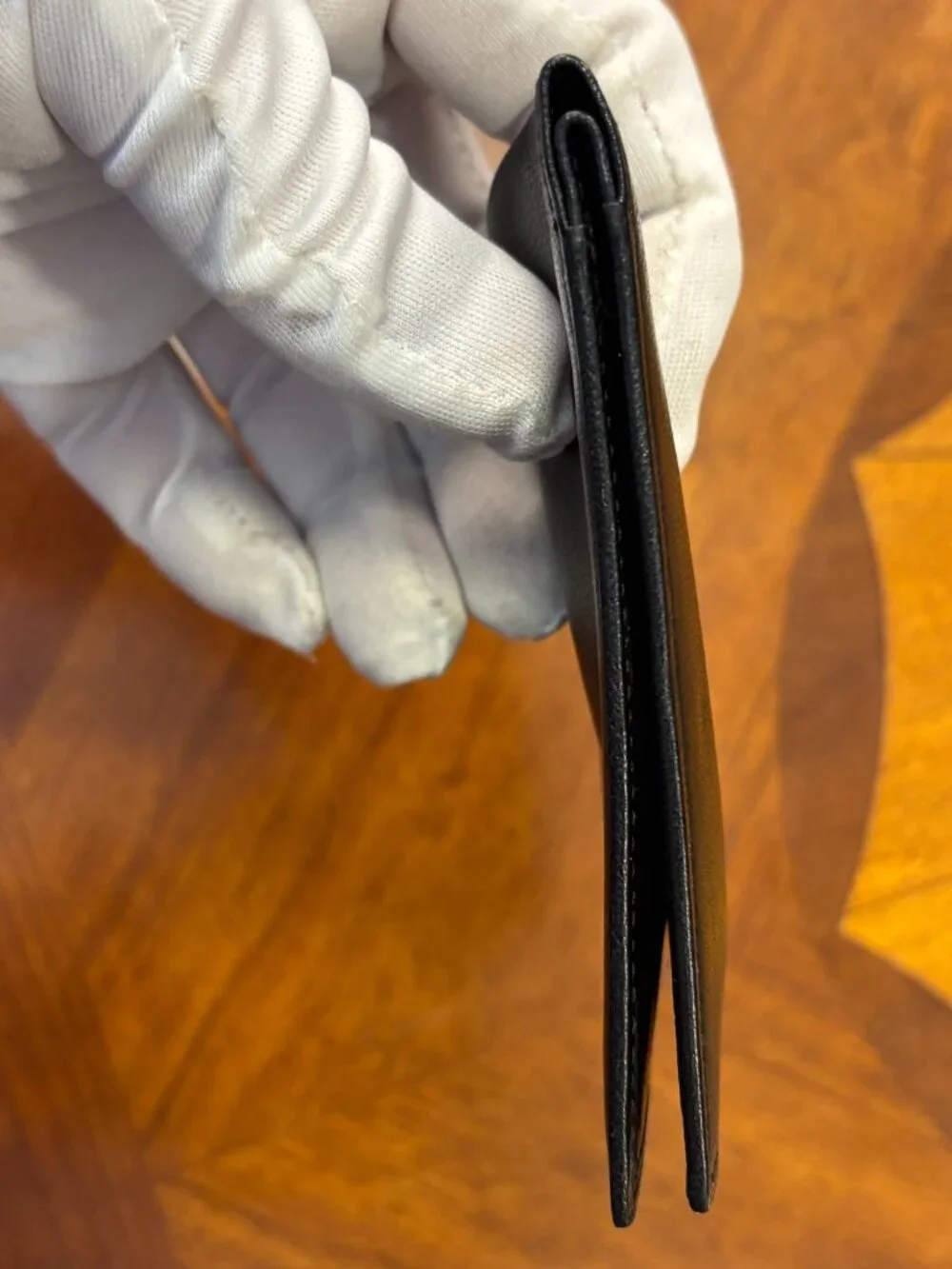 Authentic Vintage LOEWE Black Leather Bifold Wallet Embossed Anagram Slim Spain